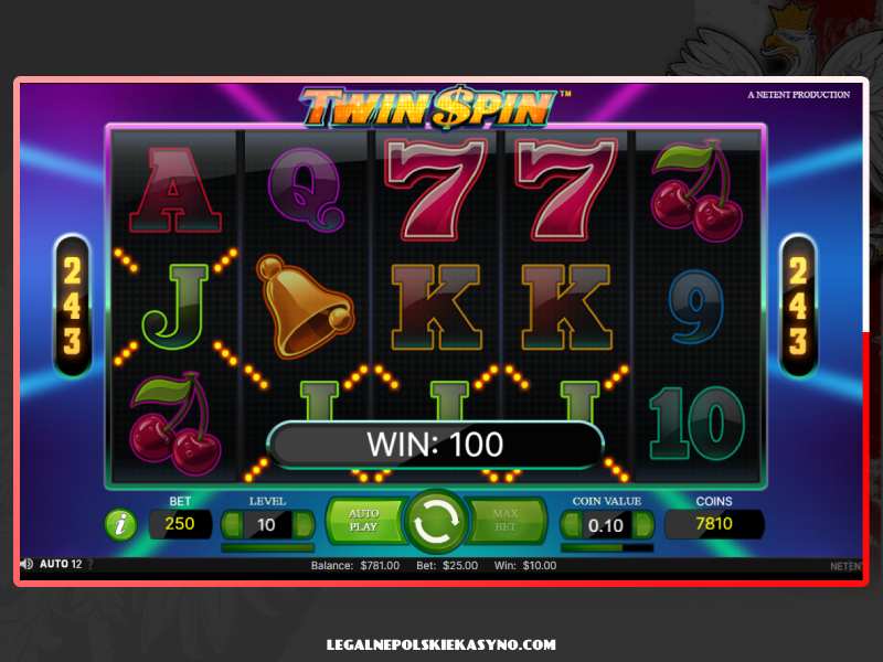 RTP, volatility, maximum win in Twin Spin